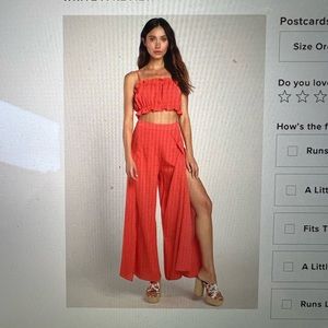 Lulu’s “Postcards From Me Orange Ruffled Two-Piece Jumpsuit”